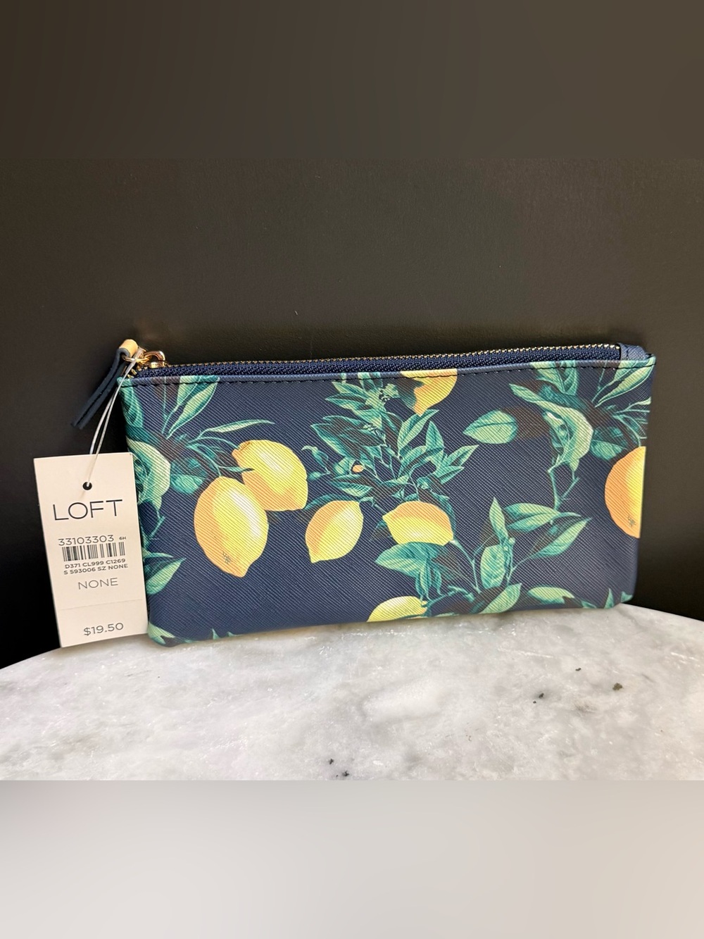 NWT LOFT lemon 🍋 print zipper pouch